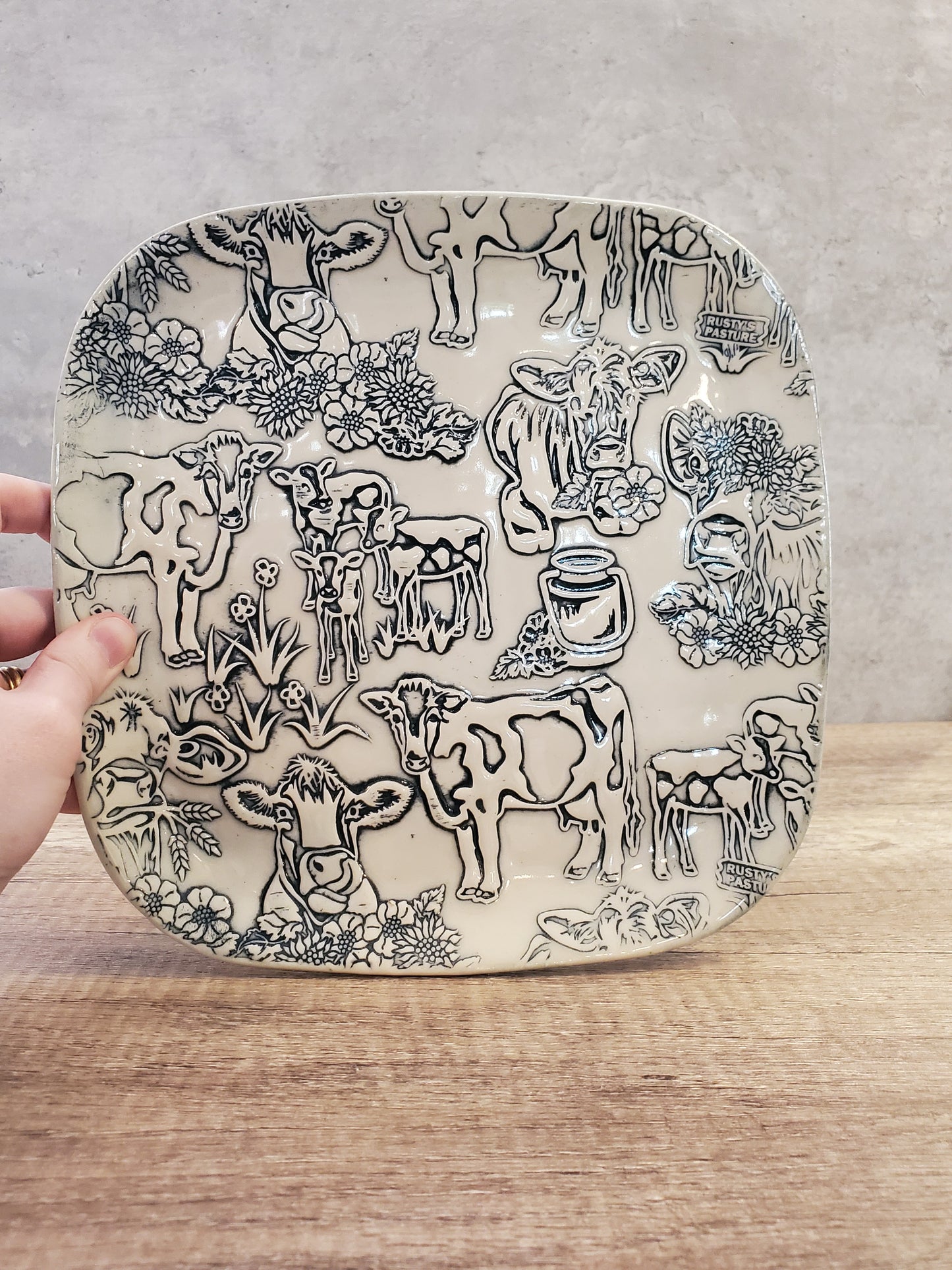 Textured Square Cow Plate