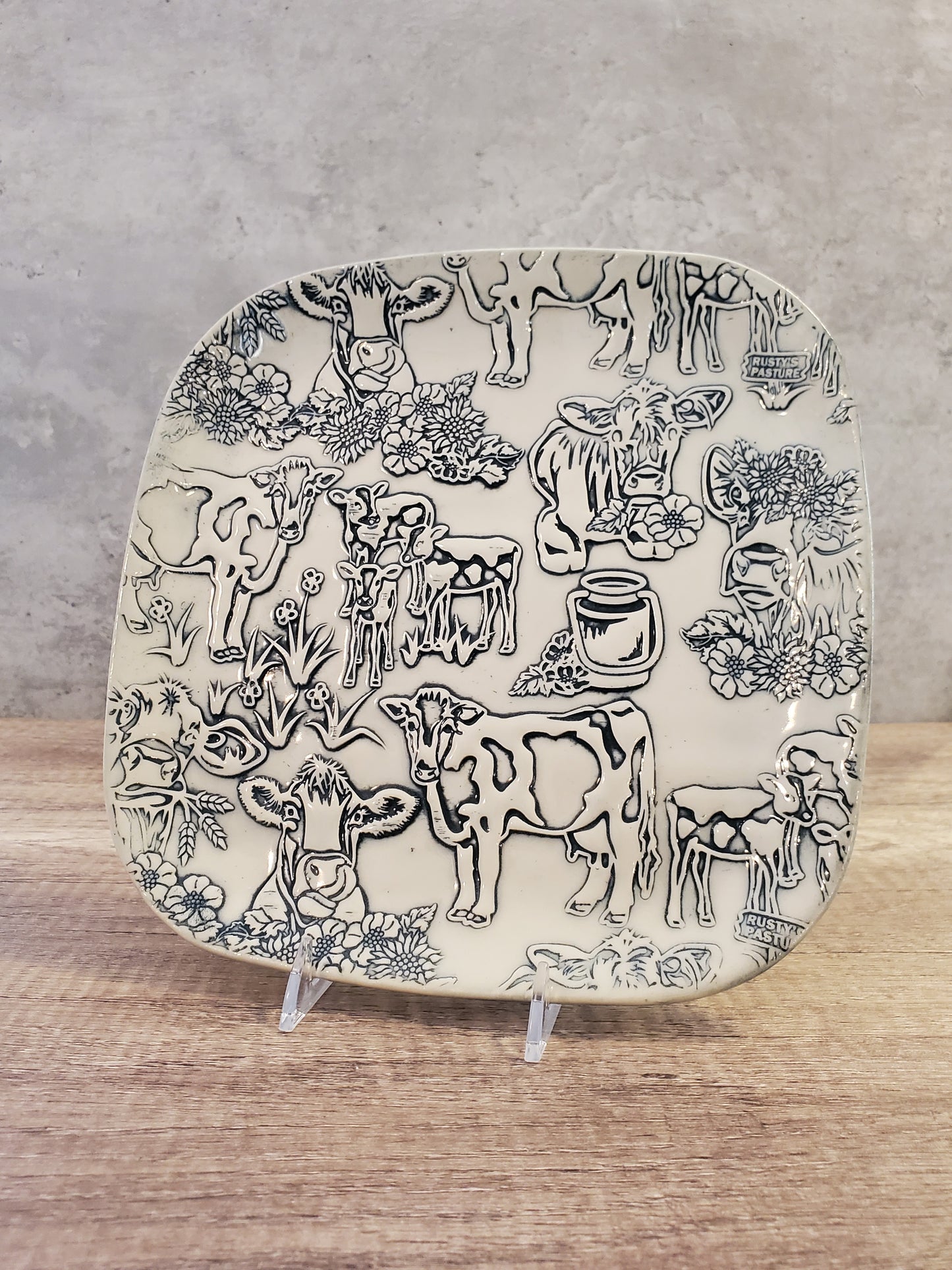 Textured Square Cow Plate