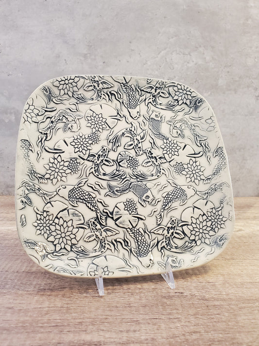 Textured Square Coy Fish Plate