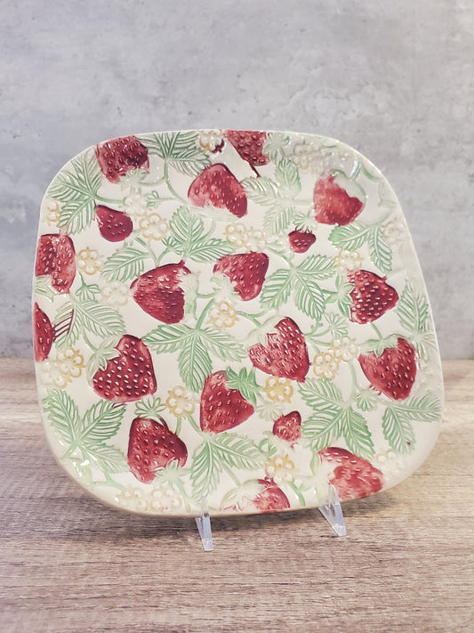 Square Textured Strawberry Plate