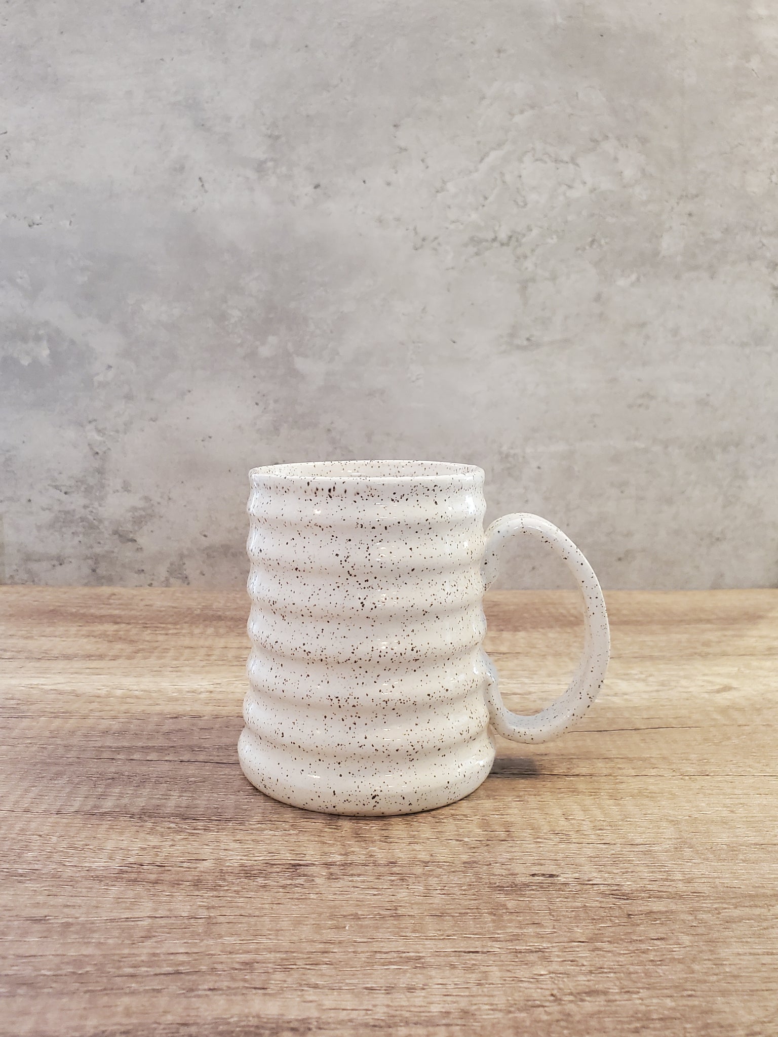 White Speckled Ribbed Mug