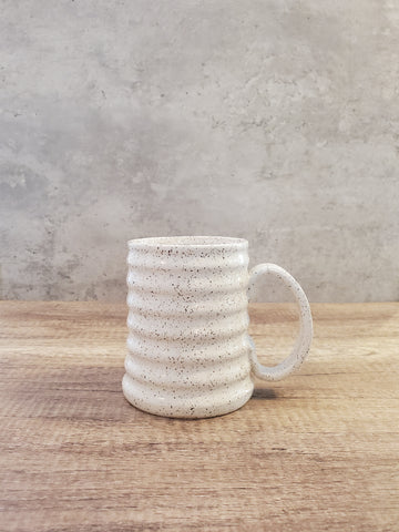 White Speckled Ribbed Mug