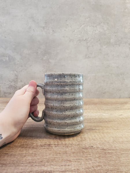 Grey Speckled Ribbed Mug