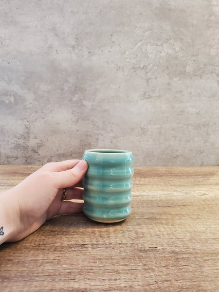 Turquoise Ribbed Juice Cup